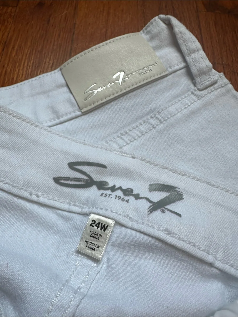 Seven7 White Cuffed Denim Weekend Shorts